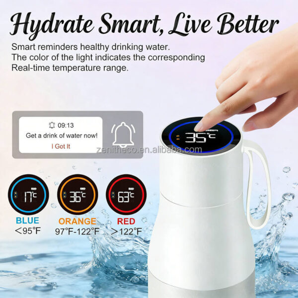 Insulated Stainless Steel Sports Water Flask App UV Self-Cleaning Electronic Smart Water Bottle with App Smart Coffee Mug Warmer